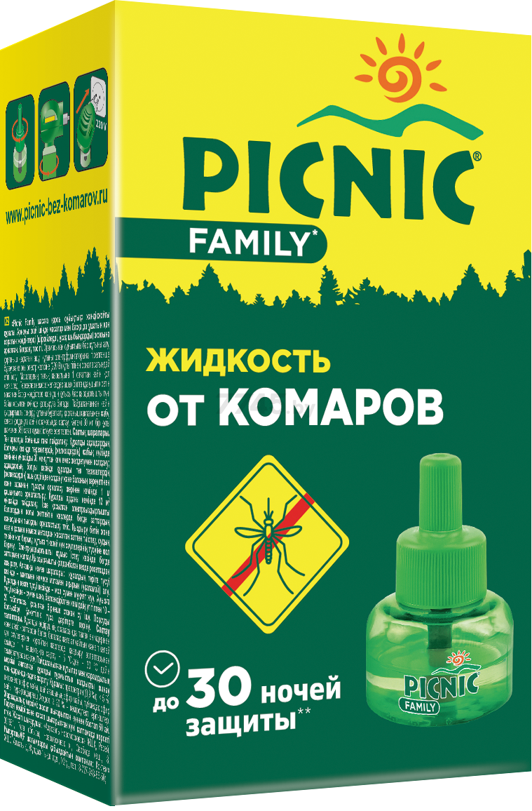Жидкость от комаров для электрофумигаторов PICNIC Family 45 ночей 30 мл (9161133030)